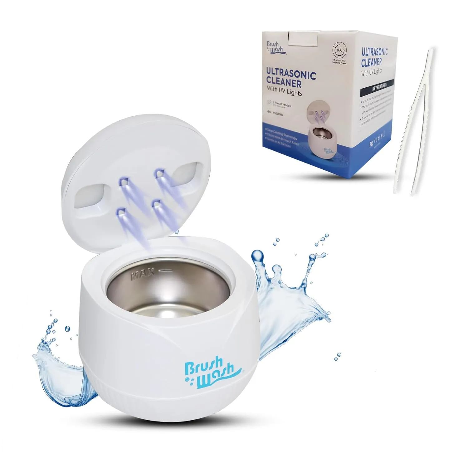 Ultrasonic Retainer Cleaner for Dentures, mouthguards, Aligners – toothbrush cleaner machine with brush holder, 2 Modes, 45kHz quiet Hygienic Dental cleaner with 200ML Capacity