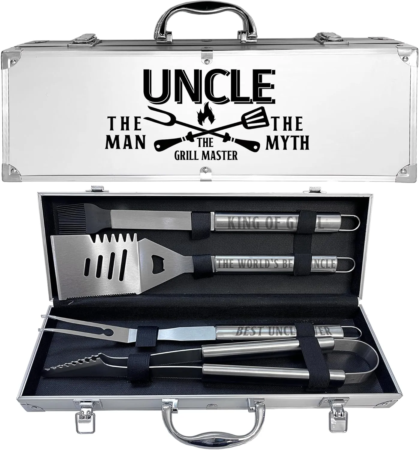 Uncle Gifts, Uncle Gifts from Niece/Nephew Heavy Duty Grilling Accessories Kit for Backyard BBQ, Thick Stainless Steel Grill Utensils with Non-Slip Handle Tool for Man on Birthday Fathers Day