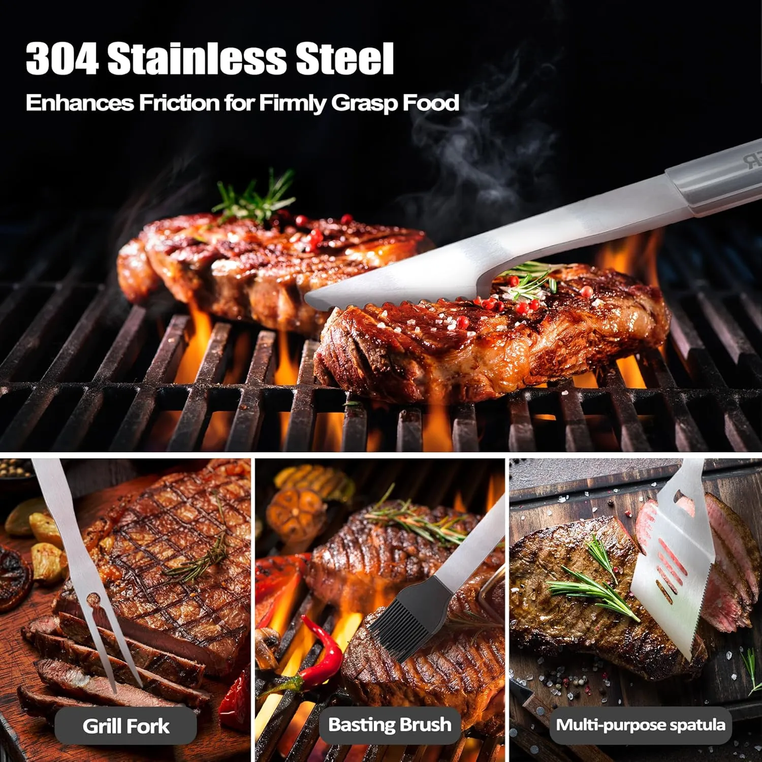 Uncle Gifts, Uncle Gifts from Niece/Nephew Heavy Duty Grilling Accessories Kit for Backyard BBQ, Thick Stainless Steel Grill Utensils with Non-Slip Handle Tool for Man on Birthday Fathers Day