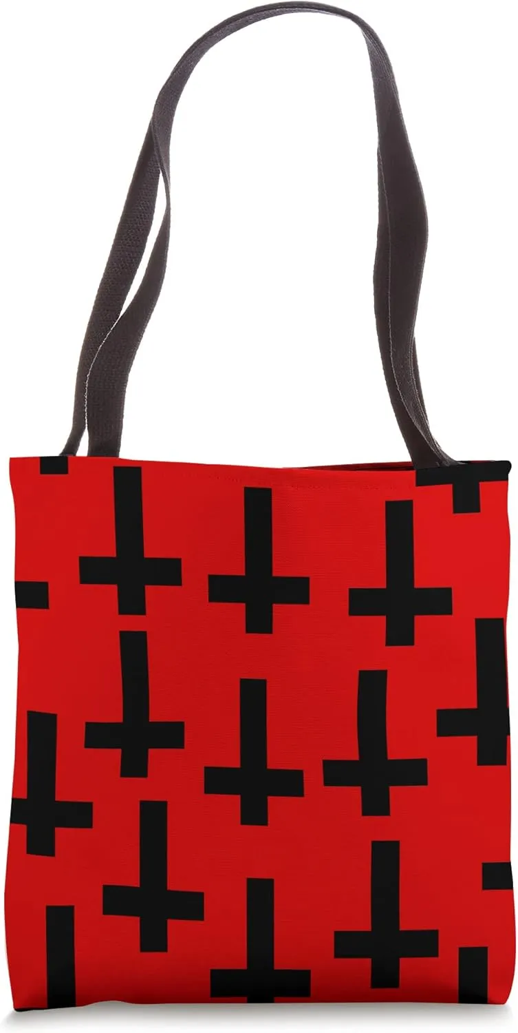 unholy upside down cross red Tote Bag