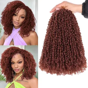 Unionbeauty Pre-looped Yanky Twist Crochet Hair 12 Inch 8PCS Copper Red Micro Passion Twist Hair Pre-twisted Micro Twist Crochet Braid Hair with Bouncy Spring Twist Hair Synthetic Hair Extensions 350#