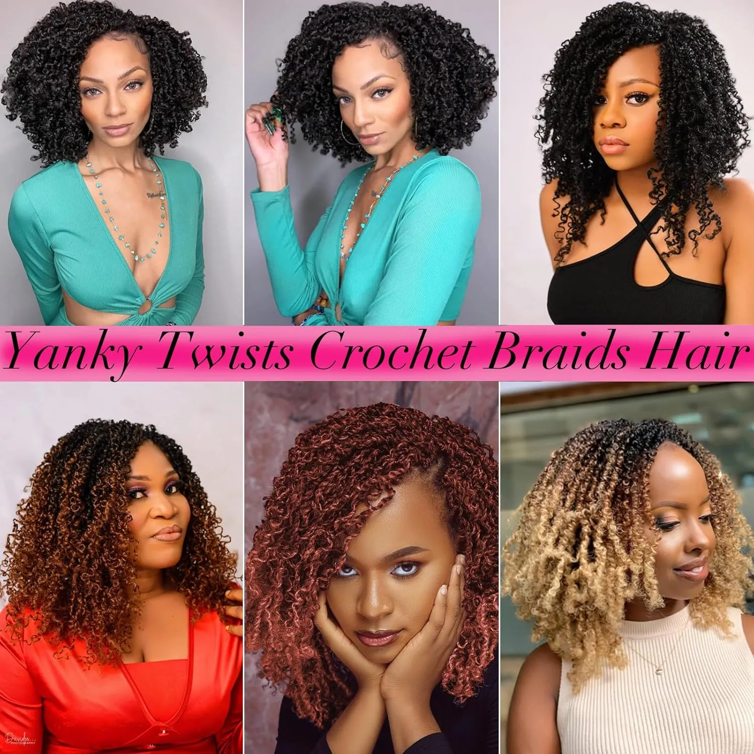 Unionbeauty Pre-looped Yanky Twist Crochet Hair 12 Inch 8PCS Copper Red Micro Passion Twist Hair Pre-twisted Micro Twist Crochet Braid Hair with Bouncy Spring Twist Hair Synthetic Hair Extensions 350#