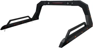 Universal Adjustable Truck Bed Chase Rack Roll Bar with Side Rails Handle & 3rd Third Brake Light & 2X LED Work Lamps Bars & 14x Amber Side Marker for Pickup (Textured Black)