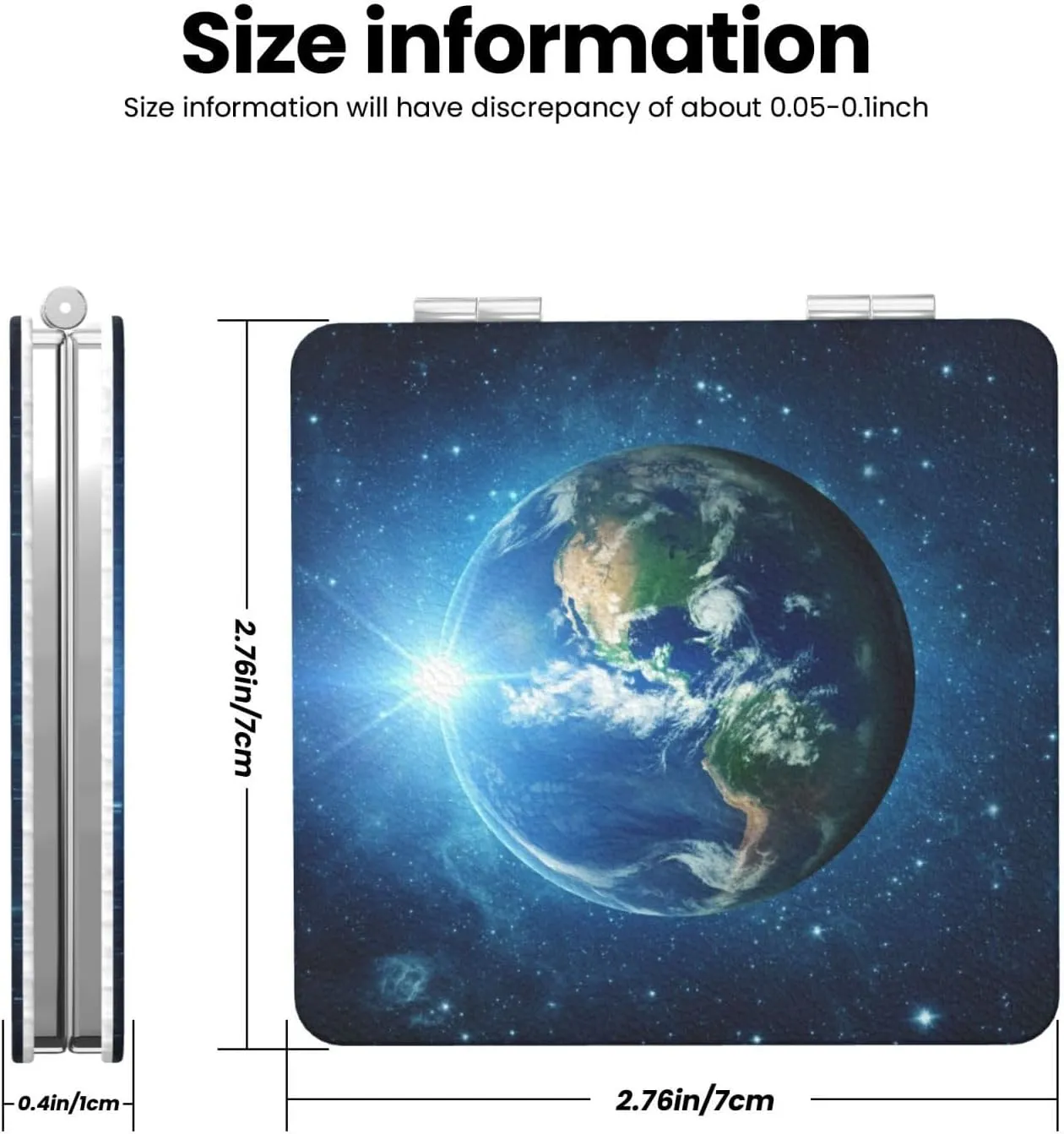 Universe Space Earth Blue Mini Makeup Mirror Portable Pocket Cosmetic Mirror Folding Compact Mirror