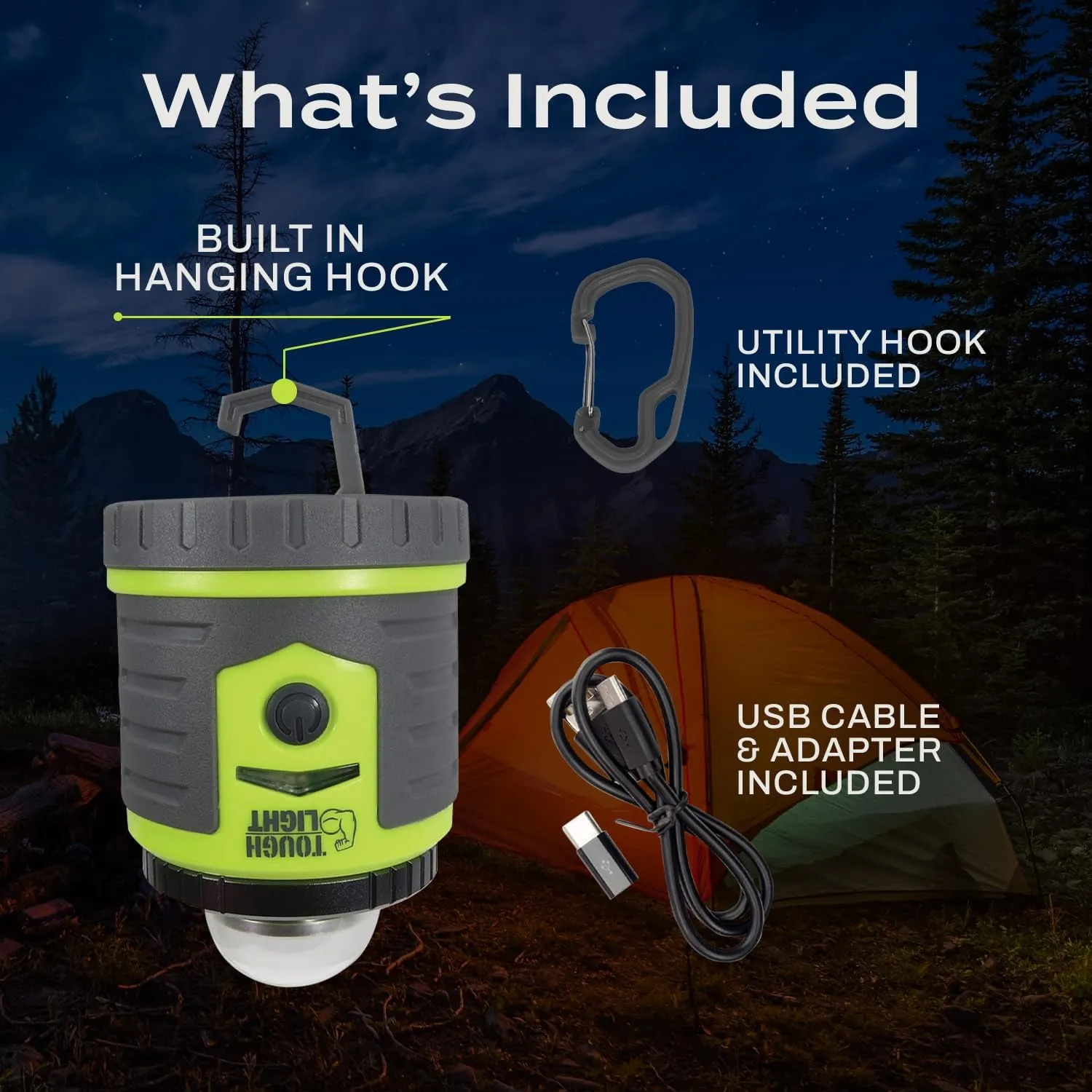 USB Rechargeable Camping Lantern, 1000 Lumens LED Lantern, Tent Lamp, 12000mAh Power Bank, 400 Hour, 7 Modes, Candle Feature, for Outdoors & Emergency