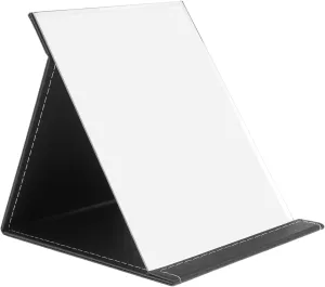 Vaguelly Folding Vintage Makeup Mirror Tabletop Dresser Mirror for Bedroom Compact Design with Stable Base Elegant PU Finish for Makeup and Grooming