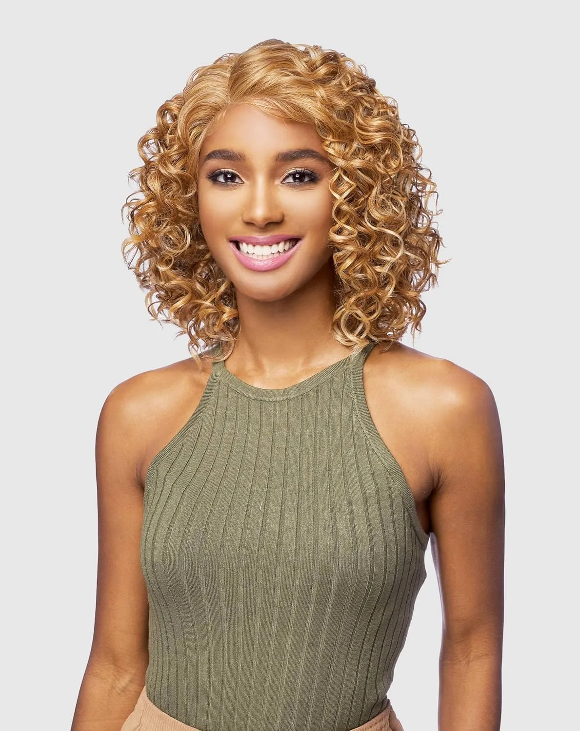Vanessa Mist Fashion Medium Length Curly Hair Style HD Lace Synthetic Wigs - MIST KERA (CAPPUCINO)