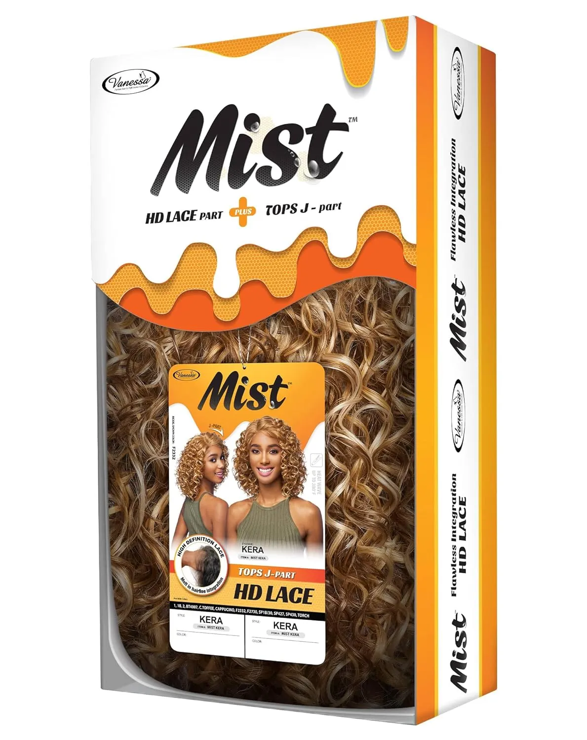 Vanessa Mist Fashion Medium Length Curly Hair Style HD Lace Synthetic Wigs - MIST KERA (CAPPUCINO)