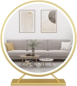 Vanity Makeup Mirror Desktop Led Makeup Mirror with Lights Girls Bedroom Smart Dresser Large Mirror Wind Home Makeup Mirror Table Desk Vanity Makeup Mirror(Size:40CM)