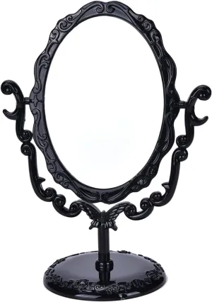 Vanity Mirror Makeup Desktop Rotatable Gothic Small Size Black Butterfly Rose Stand Compact Mirror