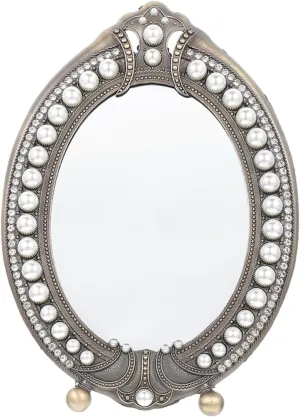 Vanity Mirror Room Decor Aesthetic Vintage Maquillaje Metal Makeup Mirror Funky Decor Dorm Room Decor Desk Makeup Mirror Portable Desk Diffuser Standing Mirror Zinc Alloy Household, Brown