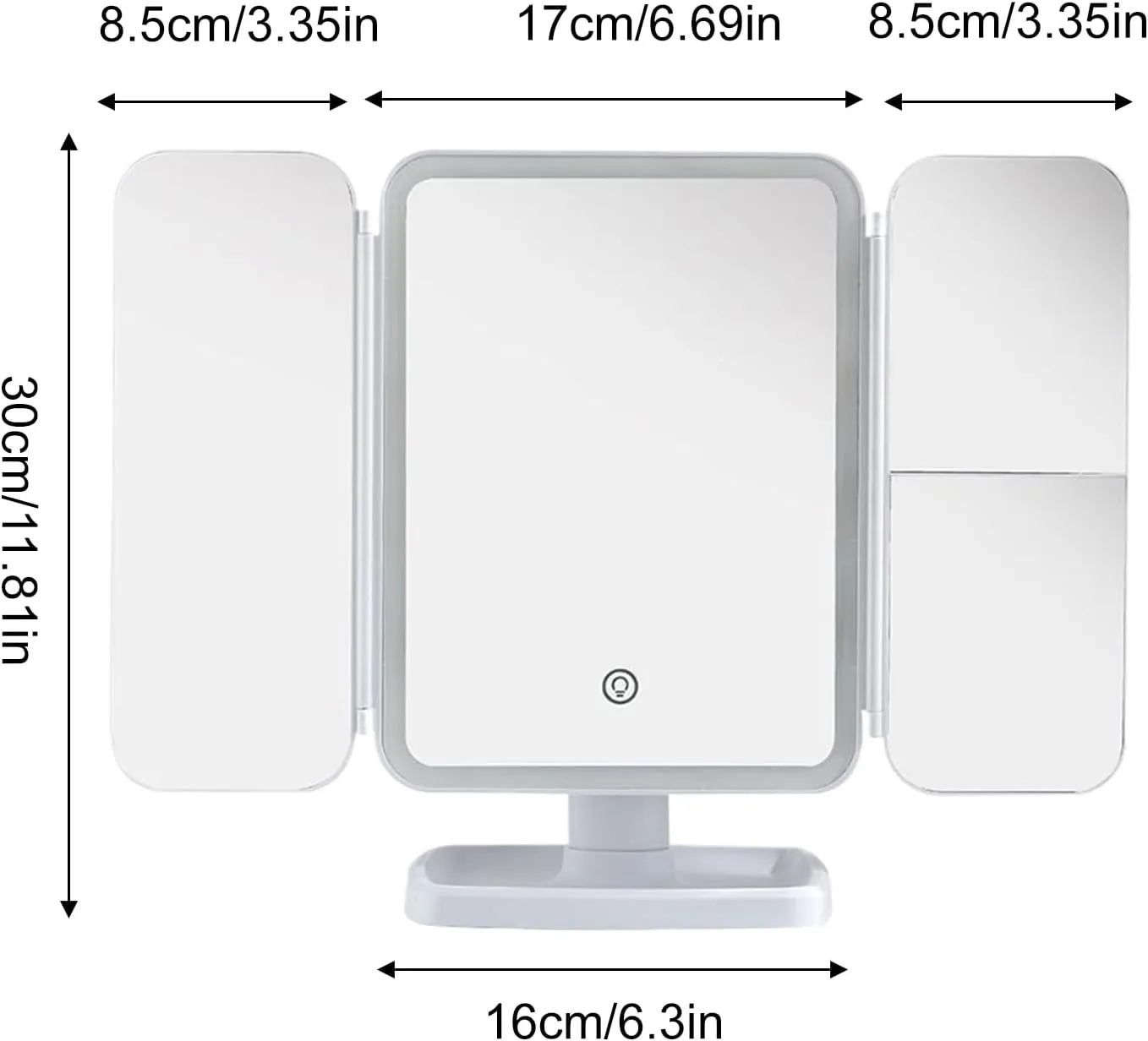 Vanity Mirror with Lights, Smart Mirrors Makeup LED Lights, 180 Rotation Trifold Cosmetic Vanity Mirrors with Magnification, Makeup Mirror with Lights for Home Travel Women Girls (White)