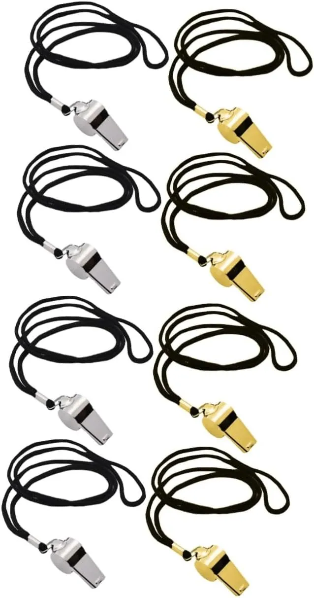 VANZACK 8pcs Whistle with Lanyard Loud Survival Whistles for Camping Sports and Emergency Use for Referees Teachers and Outdoor Activities