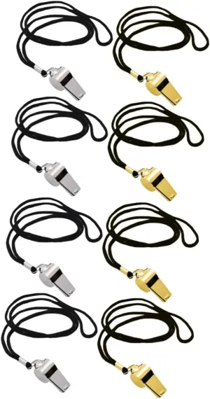 VANZACK 8pcs Whistle with Lanyard Loud Survival Whistles for Camping Sports and Emergency Use for Referees Teachers and Outdoor Activities