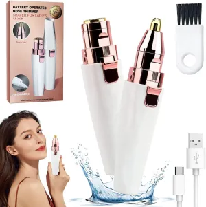 Variablek 2-in-1 Women's Eyebrow and Facial Hair Removal Device, Variablek Rechargeable Facial Hair Remover and Eyebrow Trimmer, Portable Shaver with LED Light for Women Face Lips Chin Nose (1pcs)