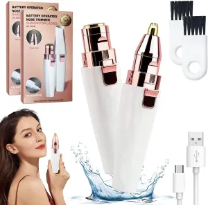Variablek 2-in-1 Women's Eyebrow and Facial Hair Removal Device, Variablek Rechargeable Facial Hair Remover and Eyebrow Trimmer, Portable Shaver with LED Light for Women Face Lips Chin Nose (2pcs)