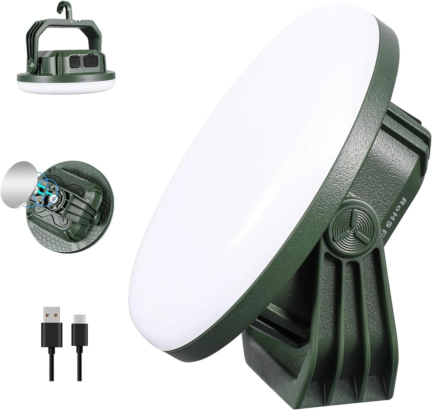 VAVOFO 30W LED Camping Lantern Rechargeable, 124 LED with 3 Lighting Modes, 3000LM, 7200mAh Portable Tent Light with Magnet, IP65 Waterproof for Emergencies, Outdoor and Indoor (Green)
