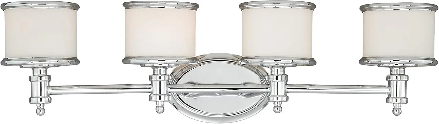 VAXCEL Carlisle 4 Light Bathroom Vanity Fixture, Polished Chrome Finish, Transitional Over Mirror Lighting, Easy Installation