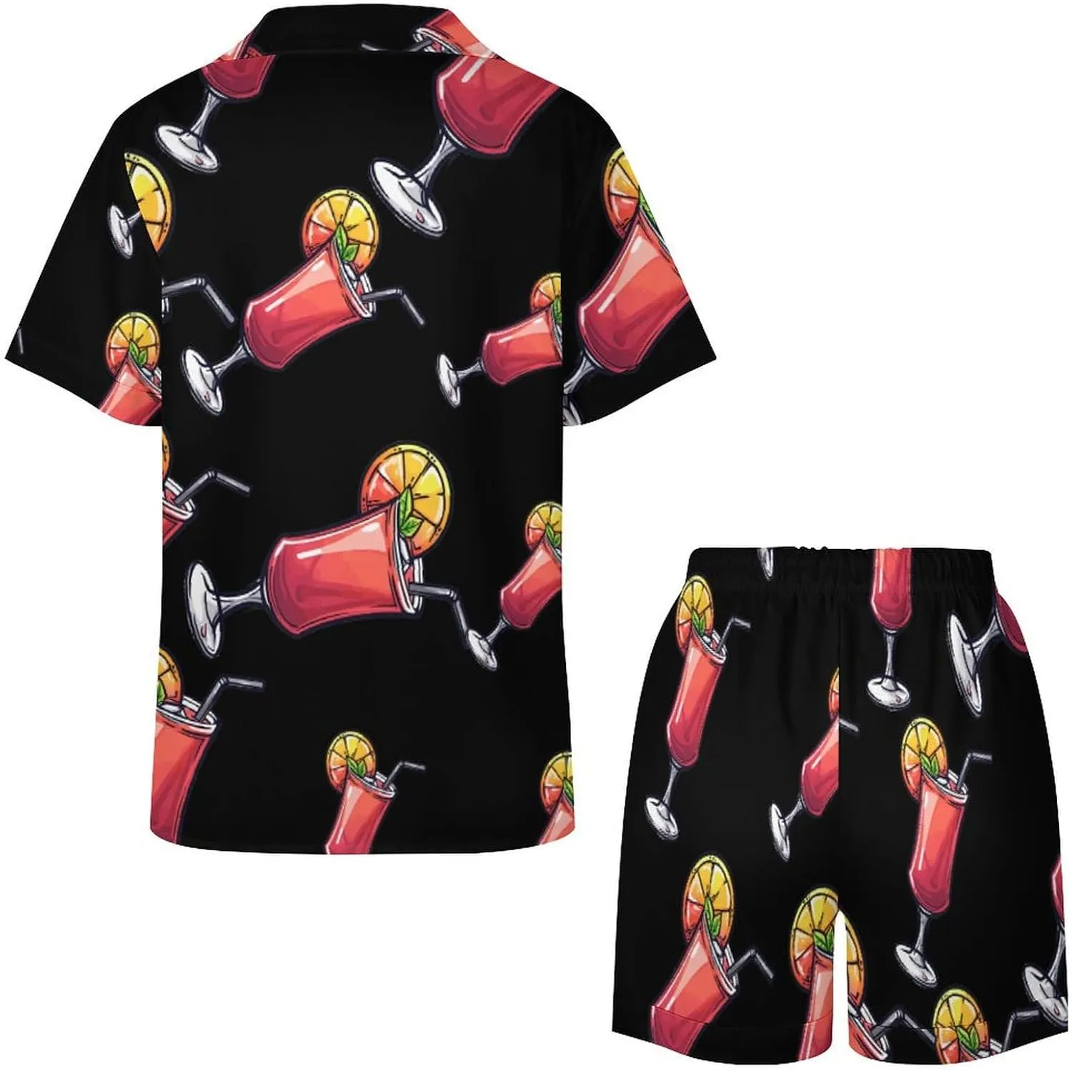 Vegetarian Alcoholic Drink Cocktail Women's Satin Pajama Set Short Sleeve Button Down Sleepwear Loungewear Pj Set
