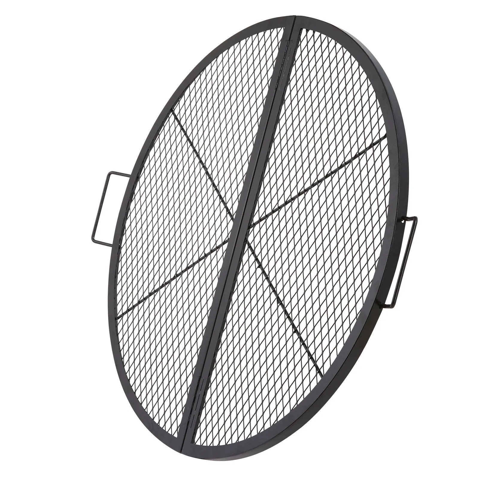 VEVOR X-Marks Fire Pit Grill Grate, Foldable Round Cooking Grate, Heavy Duty Steel Campfire BBQ Grill Grid With Handle And Support X Wire, Portable Camping Cookware For Outside Party, 36 Inch Black