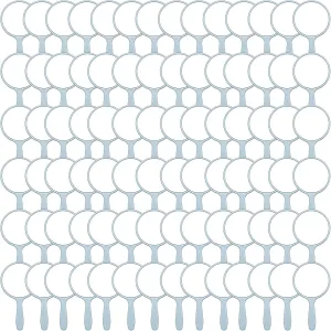 Vinsot 150 Pcs Handheld Mirror Bulk Small Hand Compact Mirrors with Handle Plastic Travel Makeup Portable 3.94 x 2.16 Inch for Birthday Dress up Wedding Practice Pronunciation (Blue)
