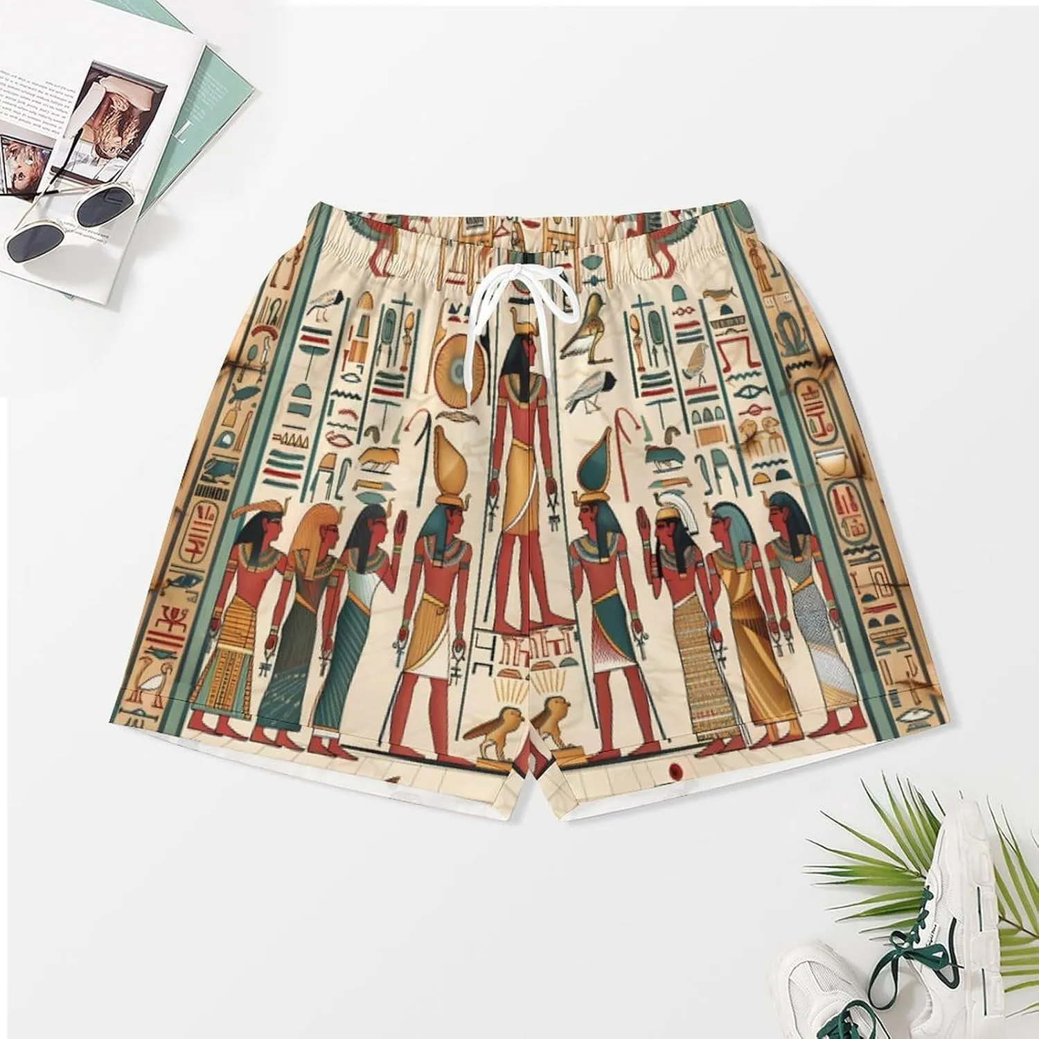Vintage Ancient Egyptian Pharaoh Statue Women's Satin Pajama Set Short Sleeve Button Down Sleepwear Loungewear Pj Set