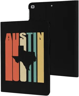 Vintage Austin Texas Map Case Compatible with ipad 2017/2018/Air1/Air2 (9.7in) Multi-Angle View Adjustable Stand Auto Wake Sleep Cover