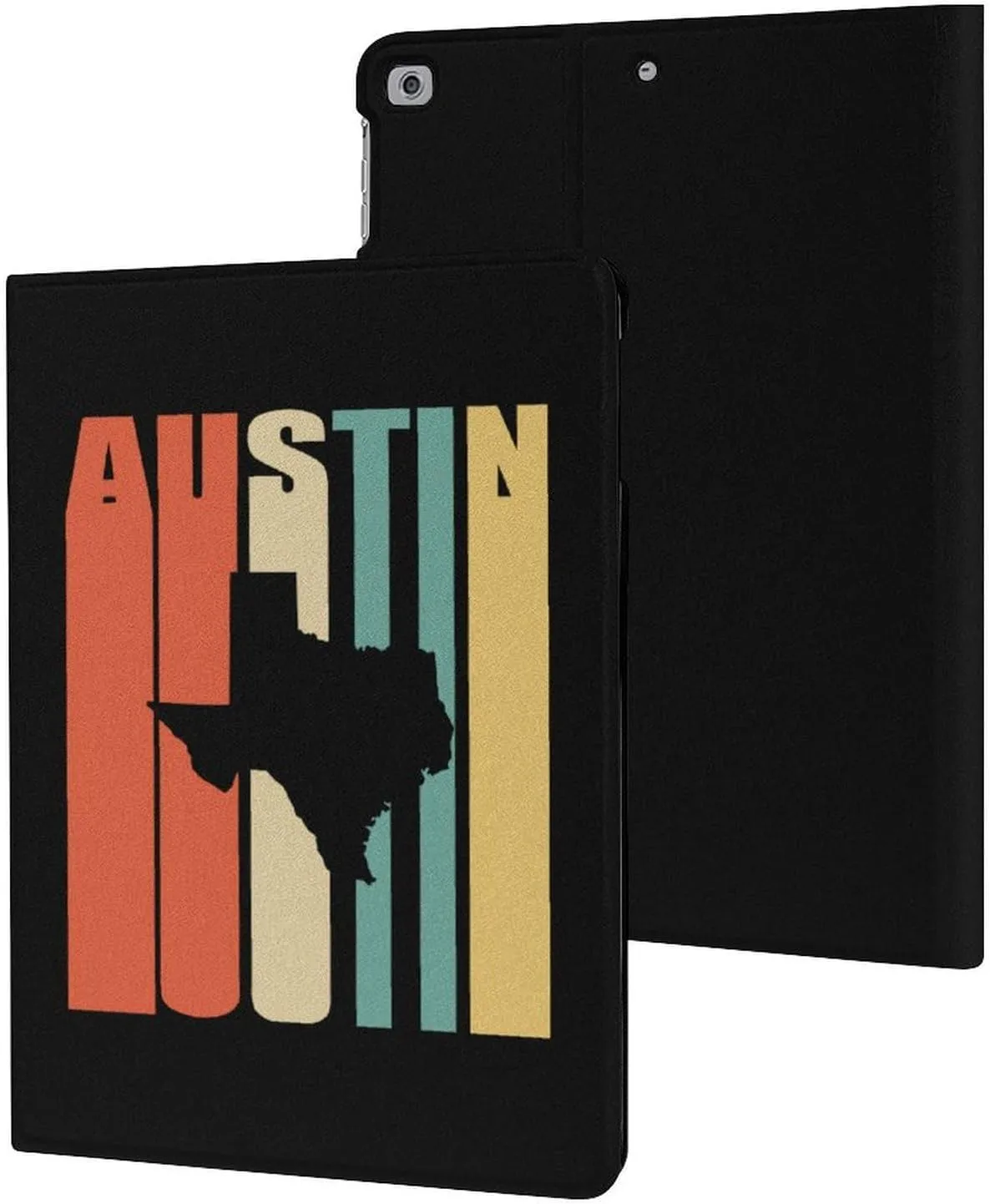 Vintage Austin Texas Map Case Compatible with ipad 2017/2018/Air1/Air2 (9.7in) Multi-Angle View Adjustable Stand Auto Wake Sleep Cover