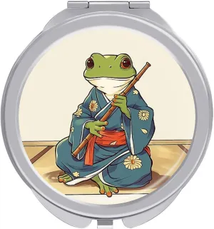 Vintage Frog Japan Compact Mirror Pocket Mirror Portable Mini Makeup Mirror Handheld Double-Sided Magnifying