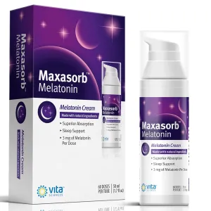 Vita Sciences Maxasorb Melatonin Cream for Sleep Rich Melatonin 3mg - Melatonin Night Cream - Unscented Melatonin 3 Mg. Topical Melatonin Lotion Can Be Used For Face and Body