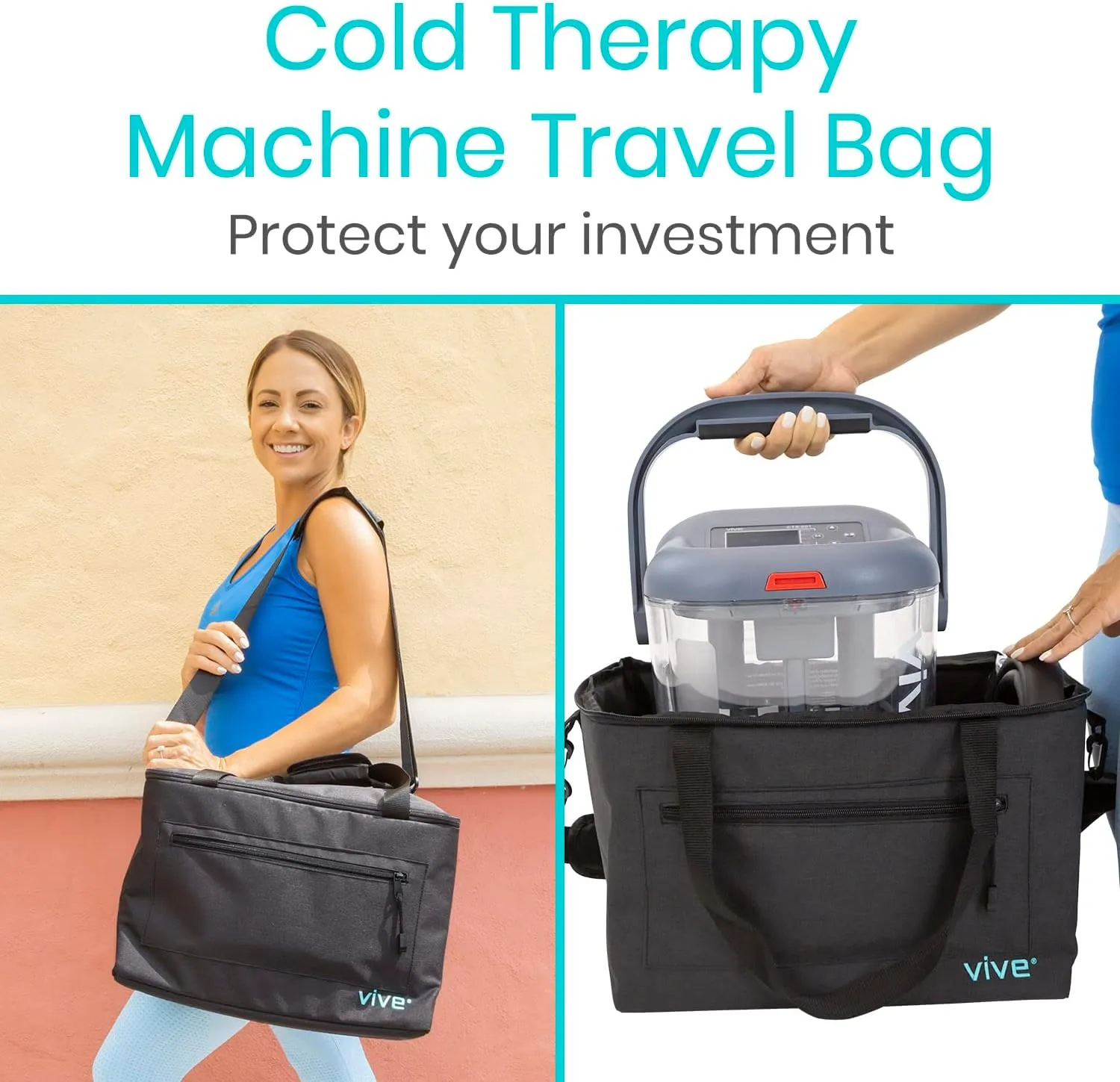 Vive Travel Bag for Ice Therapy Machine - Fits Polar Active, Ossur Cold Rush, Nehoo, More - Travel Storage for After Surgery