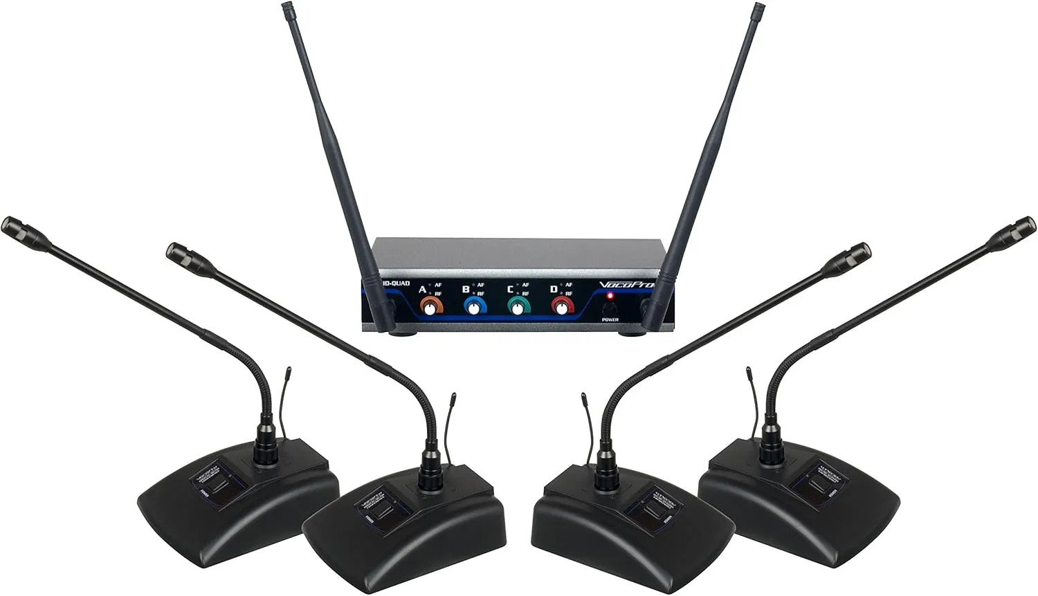 VocoPro, 4 Wireless Microphone System, XLR Connector, Black, Digital-Quad-Conference-C2
