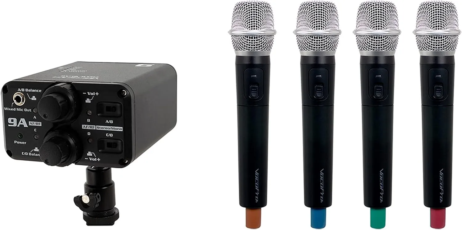 VocoPro - Portable Quad Handheld Field/Camera-Mountable Wireless Microphone System. (VCOFIELD-Quad-H1)