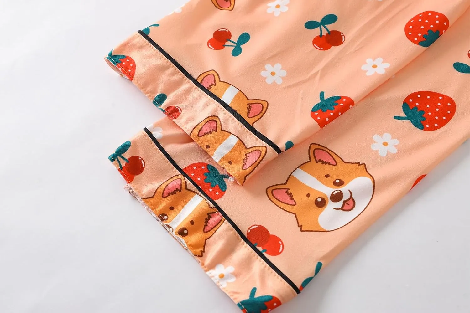 Vopmocld Girls 2PCS Pajama Sets Button Down Short Sleeve Long Pants Sleepwear Cute Patterns Lounge Outfit Sest for Teens