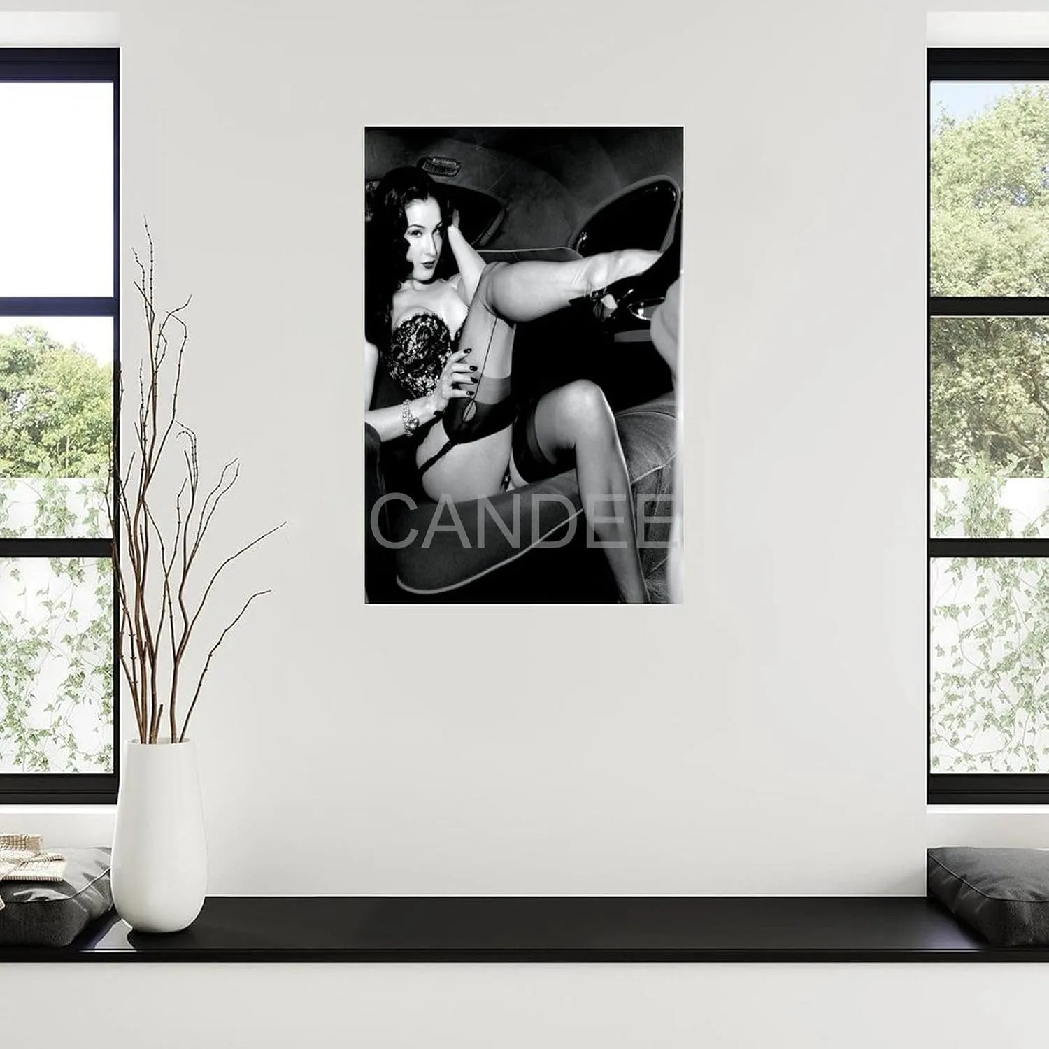 WACYYIO Dita Von Teese Sexy Model Poster Black And White Poster (1) Canvas Painting Posters And Prints Wall Art for Living Room Bedroom Decor 24x36inch(60x90cm), Unframe-style