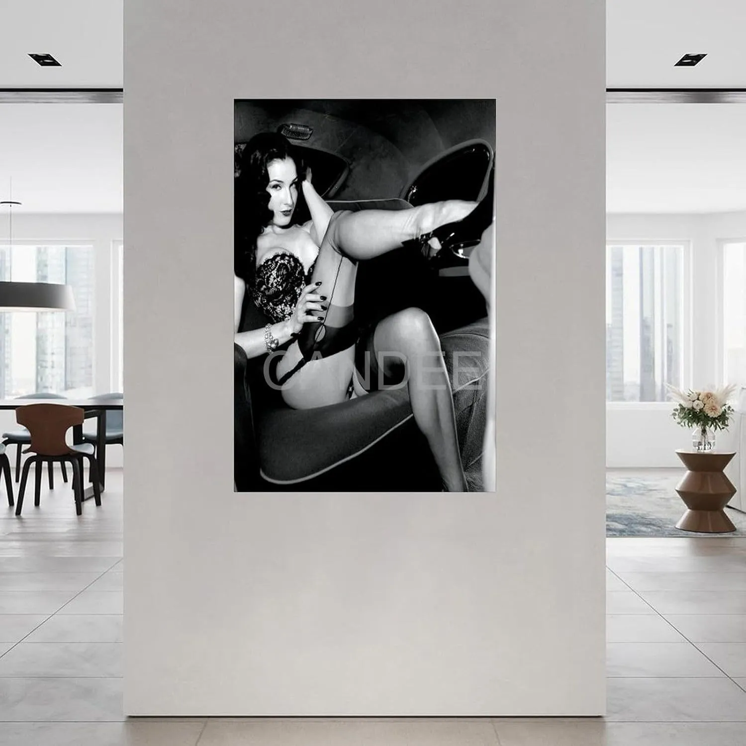WACYYIO Dita Von Teese Sexy Model Poster Black And White Poster (1) Canvas Painting Posters And Prints Wall Art for Living Room Bedroom Decor 24x36inch(60x90cm), Unframe-style