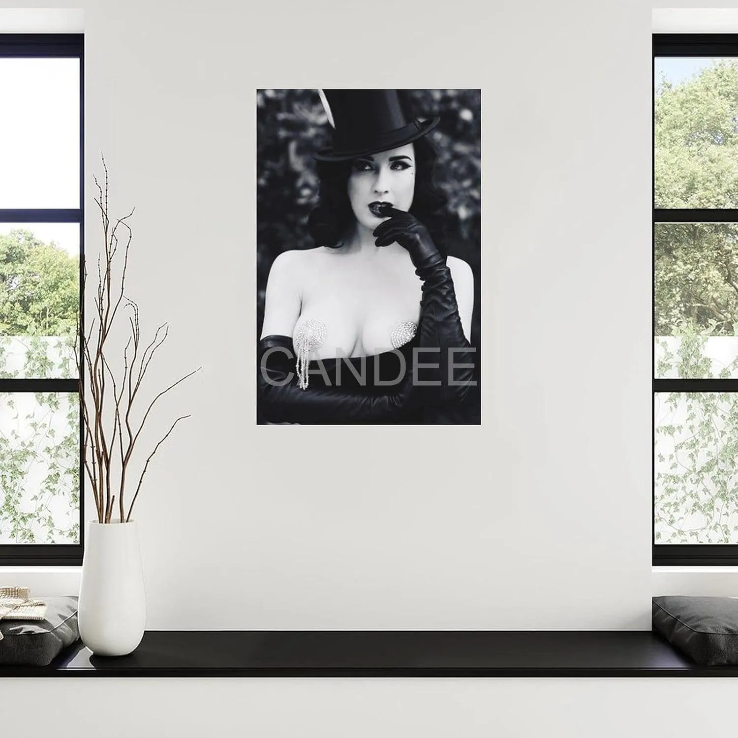 WACYYIO Dita Von Teese Sexy Model Poster Black And White Poster (3) Canvas Painting Wall Art Poster for Bedroom Living Room Decor 20x30inch(50x75cm)