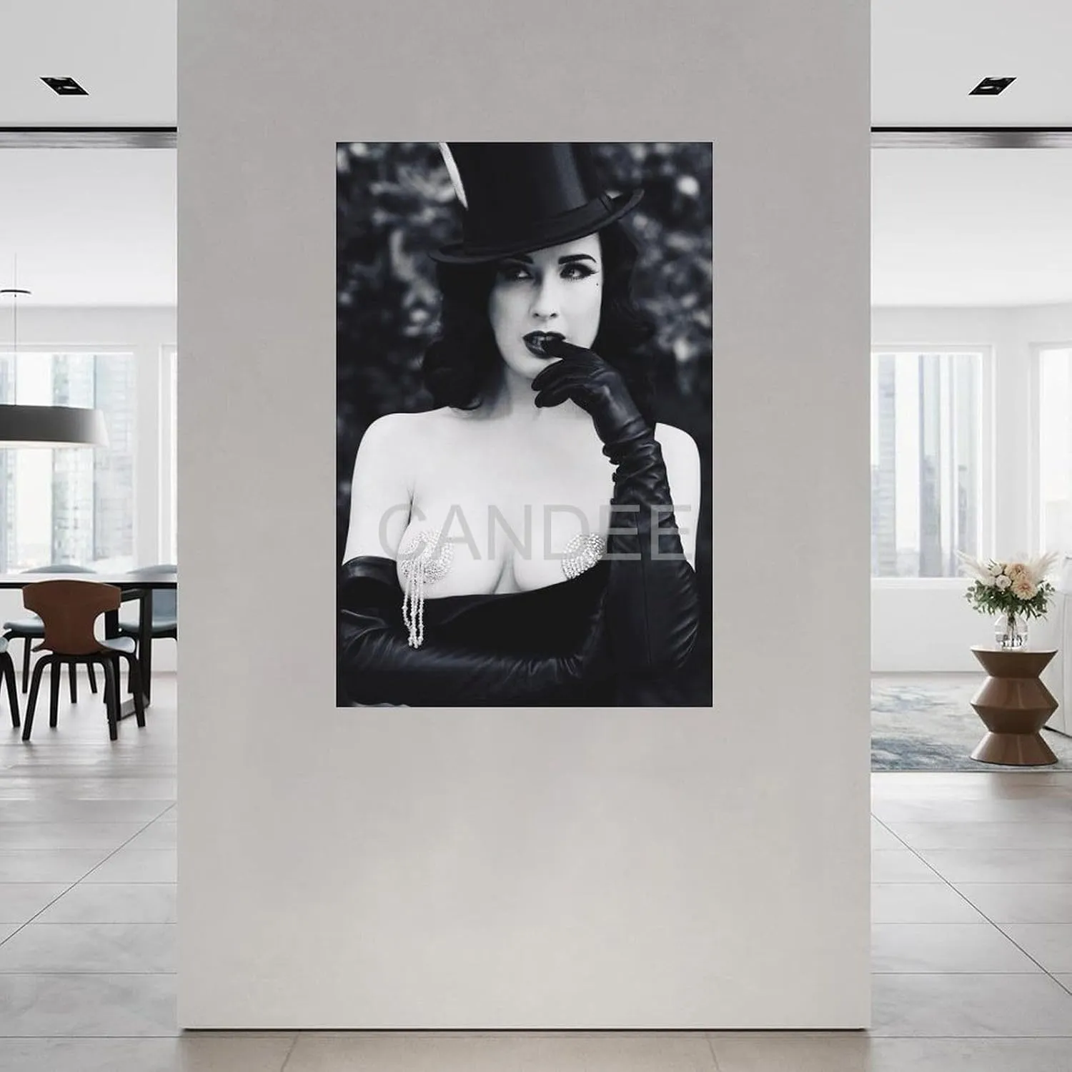 WACYYIO Dita Von Teese Sexy Model Poster Black And White Poster (3) Canvas Painting Wall Art Poster for Bedroom Living Room Decor 20x30inch(50x75cm)