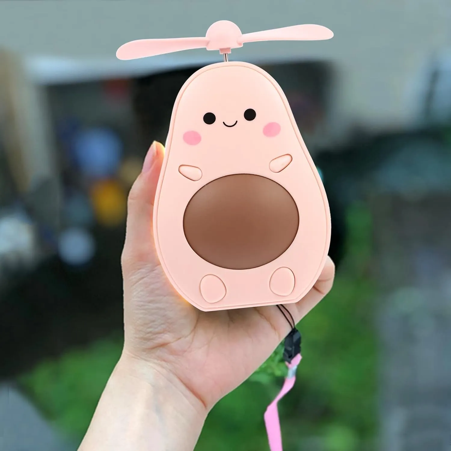 Wakauto Portable Makeup Mirror with Fan Avocado Fan and Mirror USB Rechargeable Mirror Light Filling Cosmetic Folding Mirror for Home Outdoor LED Travel Makeup Mirror