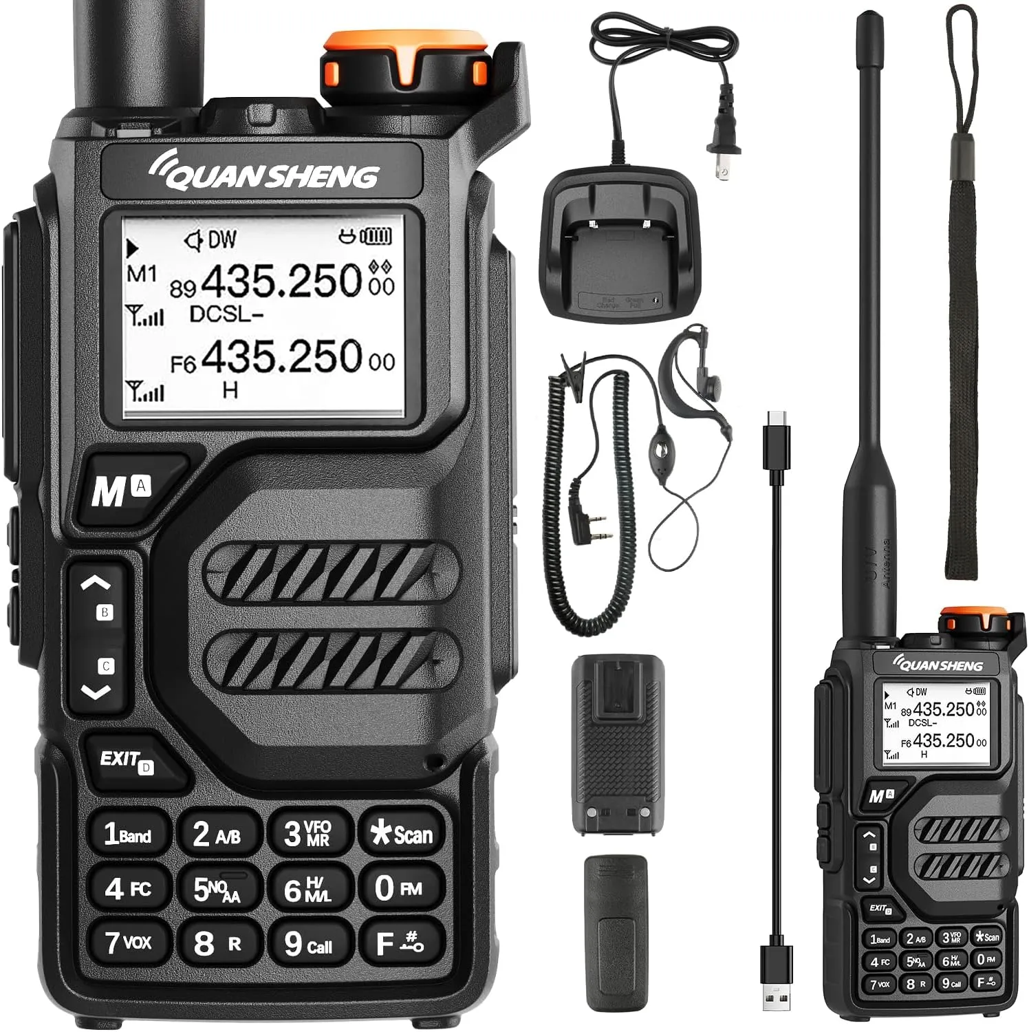 Walkie-Talkie UV-5K Dual Band Radio,AM/FM/DTMF Rechargeable 5W Long Range Walkie Talkies for Adults,1600mAh Emergency Radio with Headphones，Suit for Outdoor