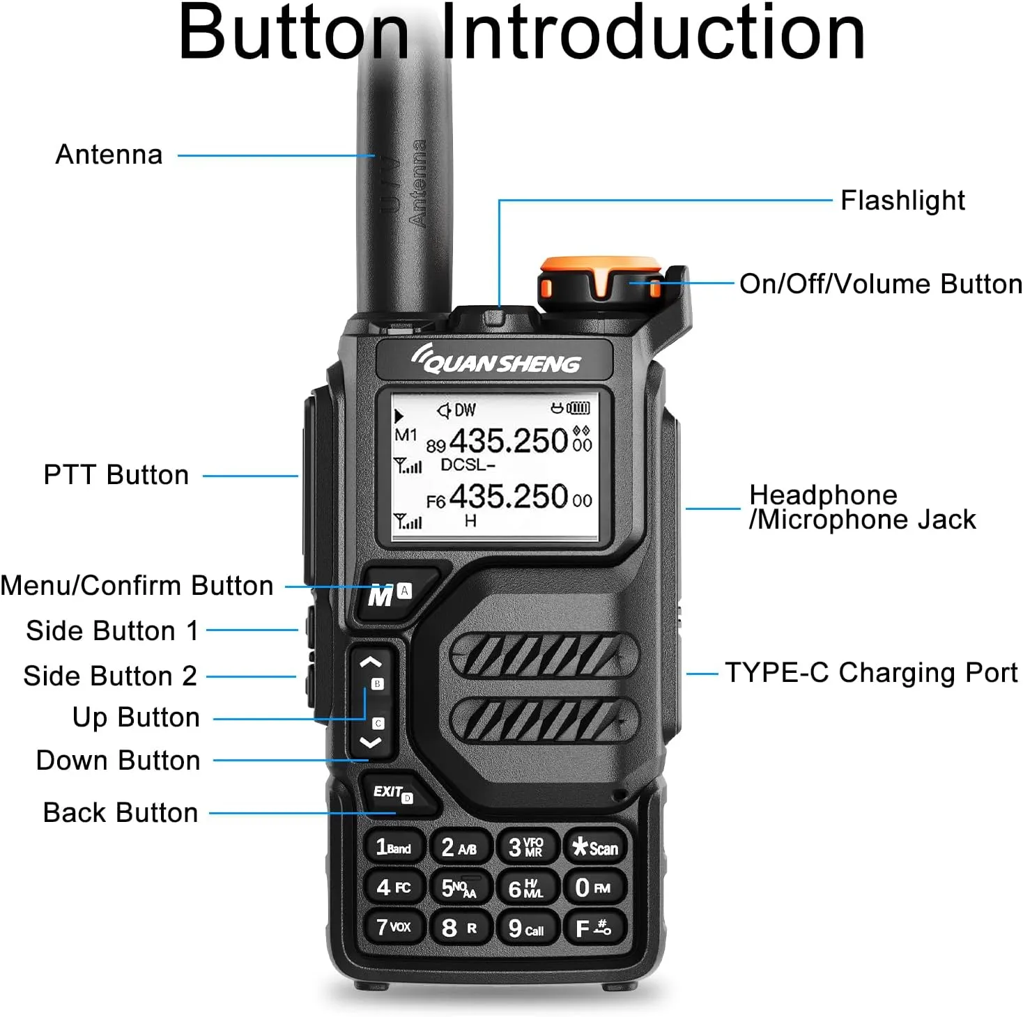 Walkie-Talkie UV-5K Dual Band Radio,AM/FM/DTMF Rechargeable 5W Long Range Walkie Talkies for Adults,1600mAh Emergency Radio with Headphones，Suit for Outdoor