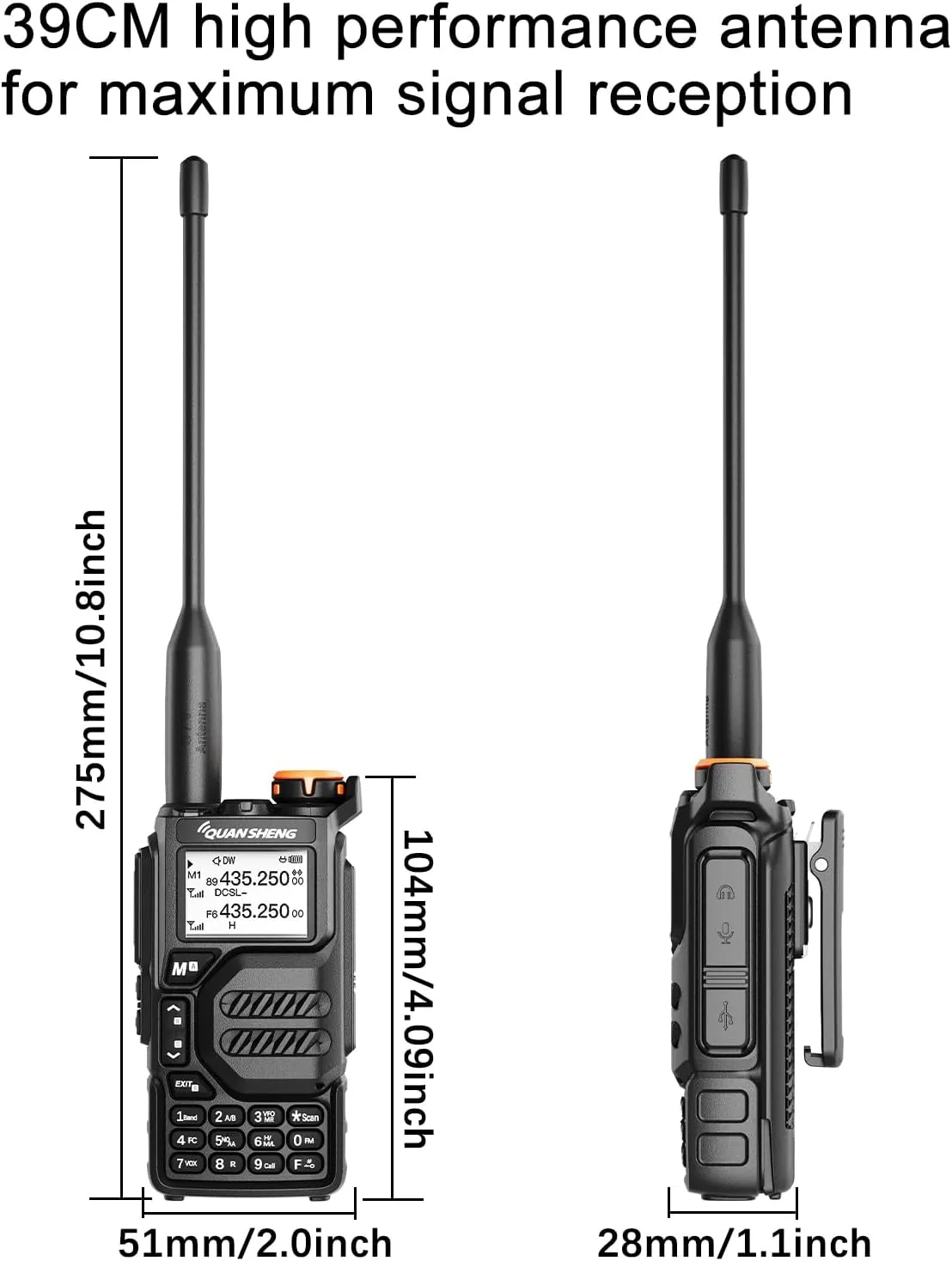 Walkie-Talkie UV-5K Dual Band Radio,AM/FM/DTMF Rechargeable 5W Long Range Walkie Talkies for Adults,1600mAh Emergency Radio with Headphones，Suit for Outdoor
