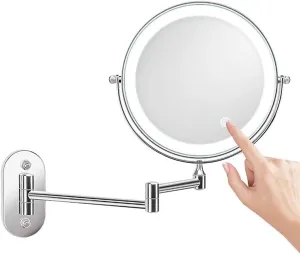 Wall-Mounted Makeup Mirror, 360° Swivel Extendable Shaving Mirror with Auto-Off