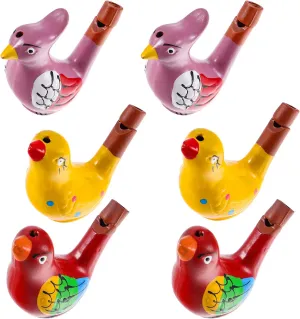 Water Bird Whistles Ceramic Bird Whistles Bird Shape Whistles Water Warblers Musical for Party Favors Kids Early Learning Educational, 6Pcs