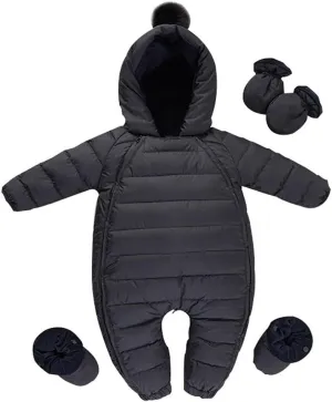 Waterproof Down Filled Baby Snowsuit Fleece Lined Winter Coat, Light Weight, With Gloves&Shoes
