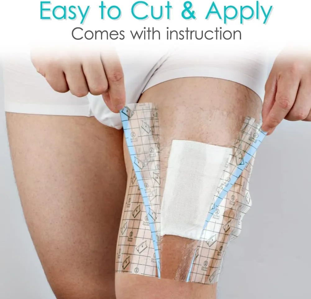 Waterproof Shower Bandage Protector [Pack of 50], 6"x10" Dialysis Catheter Shower Cover Wound PD Peritoneal Dialysis Chemo Port Chest Feeding Tube G-Tube PICC Line Film Dressing