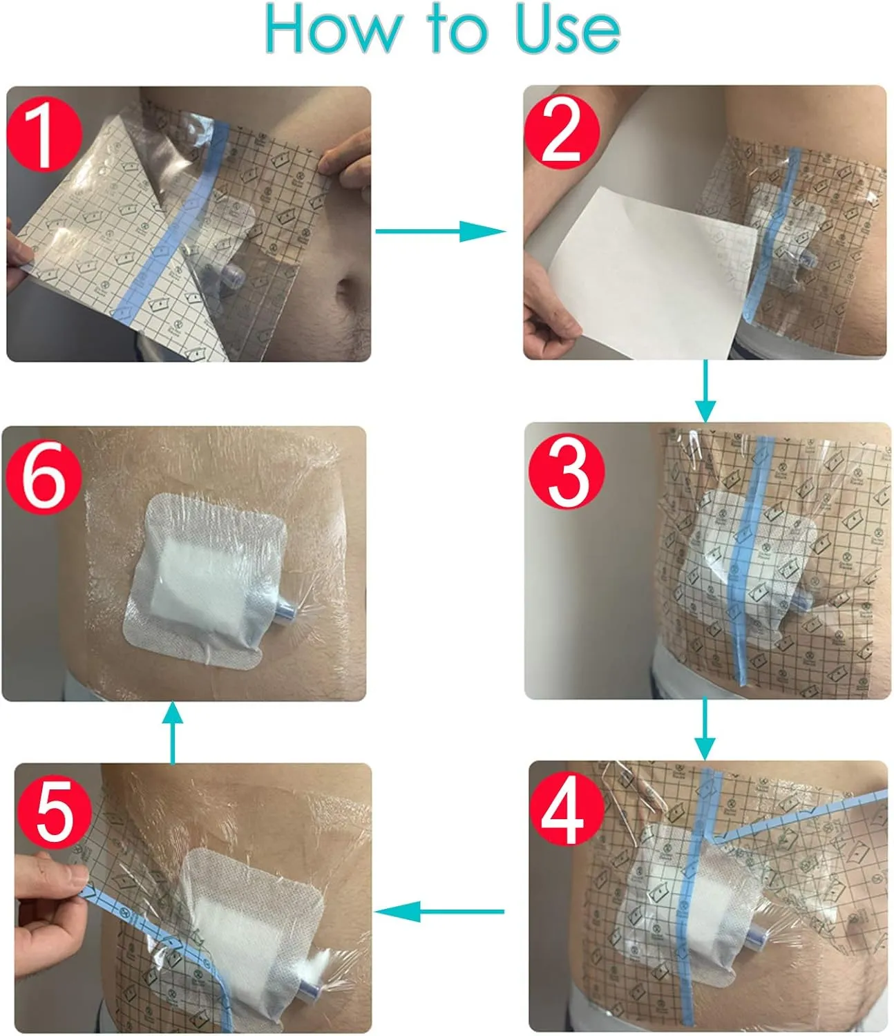 Waterproof Shower Cover Shields for Dialysis Port Picc Line Chest Catheter PD Peritoneal Dialysis Chemo Port Feeding Tube G-Tube Patient Shower Protector, 6"x6"(Pack of 50)