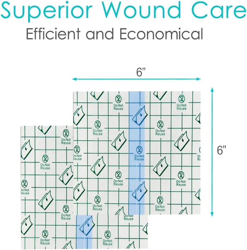 Waterproof Shower Cover Shields for Dialysis Port Picc Line Chest Catheter PD Peritoneal Dialysis Chemo Port Feeding Tube G-Tube Patient Shower Protector, 6"x6"(Pack of 50)