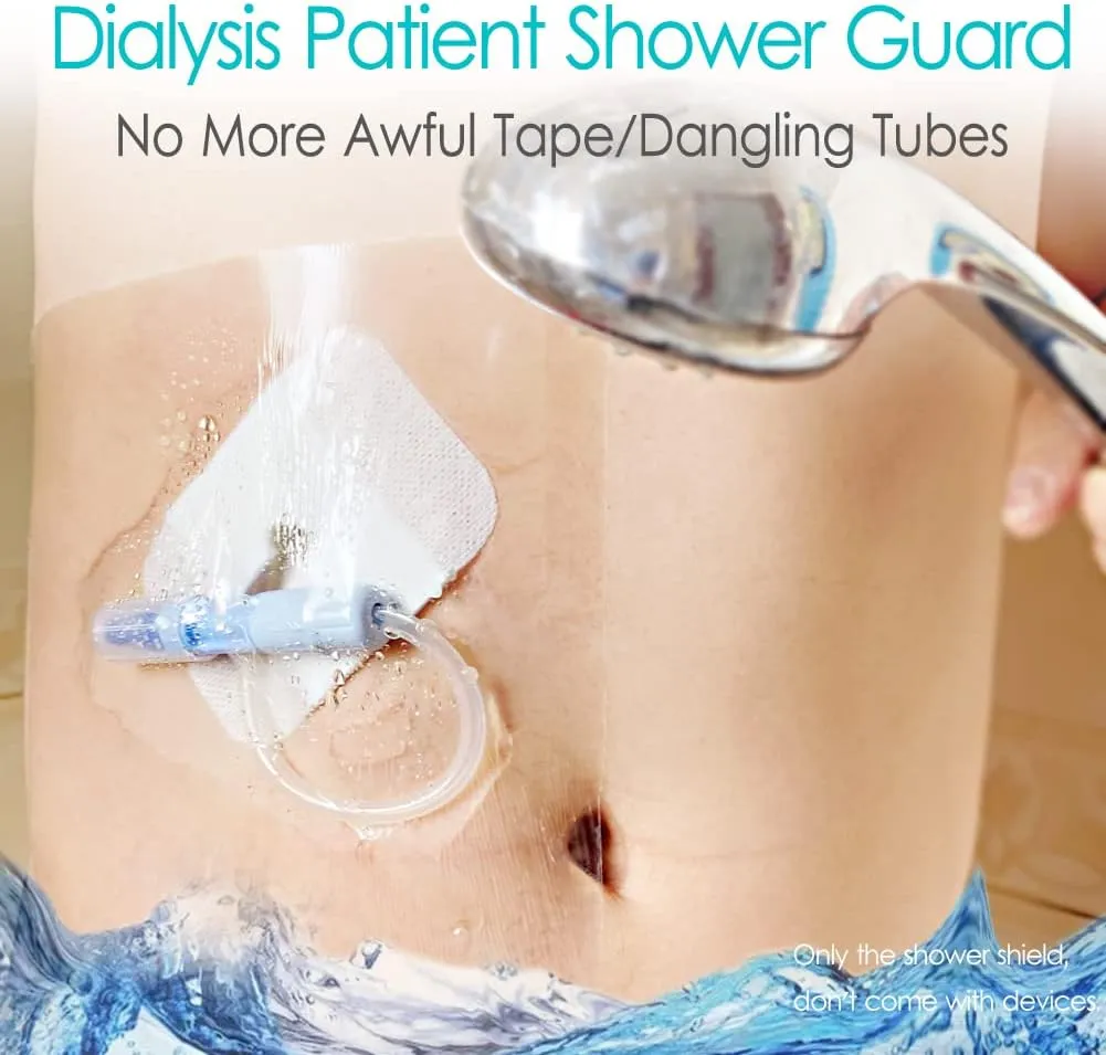 Waterproof Shower Cover Shields for Dialysis Port Picc Line Chest Catheter PD Peritoneal Dialysis Chemo Port Feeding Tube G-Tube Patient Shower Protector, 6"x6"(Pack of 50)
