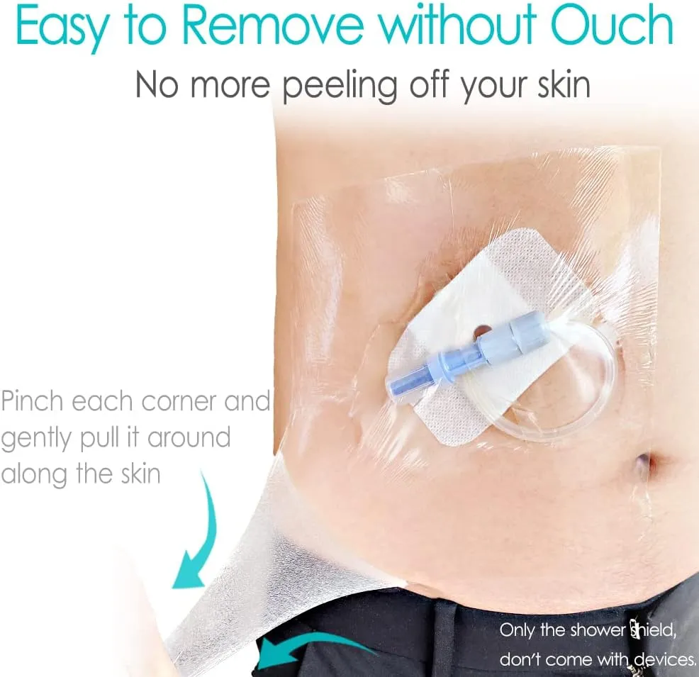 Waterproof Shower Cover Shields for Dialysis Port Picc Line Chest Catheter PD Peritoneal Dialysis Chemo Port Feeding Tube G-Tube Patient Shower Protector, 6"x6"(Pack of 50)